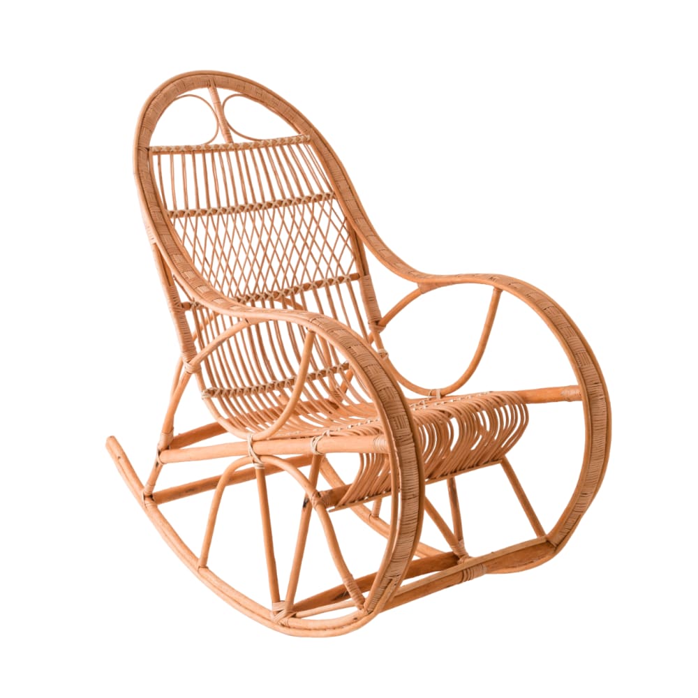 Rocking chair en osier brun