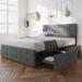 Red Barrel Studio® Haryad Queen Tufted Storage Platform Bed Upholstered/Linen in Gray | 45.7 H x 63 W x 82 D in | Wayfair