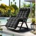 Wade Logan® Aramenta Outdoor Metal Chaise Lounges Foldable Chairs w/ Table w/ Cushion Metal in Black | 44 H x 28 W x 40 D in | Wayfair