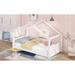 Twin Size House Shaped Canopy Bed for Toddler Kids, Vintage Headboard & Footboard, Solid Wood Slats Support, Bedroom Furniture