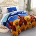 Kids Comforter Sherpa Set Twin Size with Pillow Sham Blue Sunflower