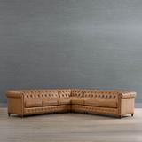 Logan Chesterfield 3-pc. Sofa Sectional - Pewter Kent Performance Leather - Frontgate
