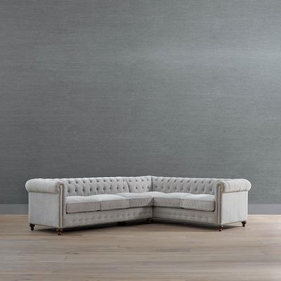Logan Chesterfield 2-pc. Left Arm Facing Sofa Sectional - Pewter Kent Performance Leather - Frontgate