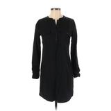 Banana Republic Factory Store Casual Dress - Shirtdress Crew Neck Long sleeves: Black Print Dresses - Women's Size 2