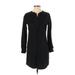 Banana Republic Factory Store Casual Dress - Shirtdress Crew Neck Long sleeves: Black Print Dresses - Women's Size 2