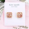 Kate Spade Jewelry | Kate Spade Square Rose Pink Glitter Earrings Gold Plated | Color: Gold/Pink | Size: Os