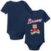 Infant Tiny Turnip Navy Atlanta Braves Girl Teddy Bodysuit