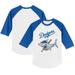 Toddler Tiny Turnip White/Royal Los Angeles Dodgers Shark 3/4-Sleeve Raglan T-Shirt