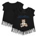 Girls Toddler Tiny Turnip Black Miami Marlins Girl Teddy Fringe T-Shirt