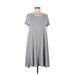 Old Navy Casual Dress - A-Line Scoop Neck Short sleeves: Gray Print Dresses - Women's Size Medium