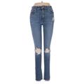 Joe's Jeans Jeans - Mid/Reg Rise Skinny Leg Denim: Blue Bottoms - Women's Size 26 - Distressed Wash