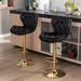 Set of 2 Bar Stools,with Chrome Footrest and Base Swivel Height Adjustable Mechanical Lifting Velvet + Golden Leg