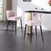 Woker Furniture Contemporary Velvet Upholstered Counter Height Stool with Gold Tipped, Black Metal Legs