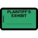 Tabbies Legal Exhibit Labels Label: 1-5/8 W x 1 H Sheet: 5-1/4 W x 3-1/4 H Green PLAINTIFF S Exhibit 252 Labels/Pack (58025)