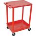 Luxor STC Series 2 Shelves Flat Top & Tub Bottom Shelf Cart Red RDSTC21RD