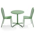 Ensemble table ronde et 2 chaises de jardin en métal vert cactus