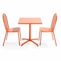 Ensemble table carrée de jardin inclinable et 2 chaises bistrot orange