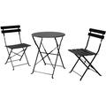 Mydepot Folding Outdoor Patio Furniture Set 3 Piece Bistro Table & Chairs Patio Dining Set