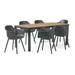 GDF Studio Riviera Outdoor Resin and Acacia Wood 7 Piece Dining Set Black and Teak