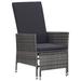 Walmeck Reclining Patio Chair with Cushions Poly Rattan Gray