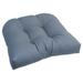 Blazing Needles 19 in. U-Shaped Spun Polyester Outdoor Tufted Dining Chair Cushion Davinci Sterling