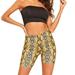 Baocc Fitness Shorts Fashion Women Summer Snakeskin Print Leggings Sports Casual Cycling Short Pants Shorts for Women Yellow XL