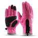 Men Women Leather Gloves Touch Screen Cycling Gloves Winter Warm Gloves Sports Gloves Pink M