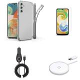 Accessories Pack for Samsung Galaxy A14 5G Case - Flex Gel Series Cover (Clear) Glass Screen Protector 15W Magnetic Wireless Charger Car Charger (5.7 Foot)