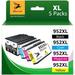 5-Pack Latest Upgrade 952 XL Ink Cartridge Replacement for Printer Ink HP 952XL Combo Pack for HP OfficeJet 8710 8720 8740 7740 7720 8715 8702 8210 8725 8216 8730 (2 Black 1 Cyan 1 Yellow 1 Magenta)