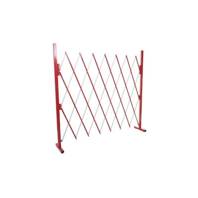 Mendler Absperrgitter HWC-B34, Scherengitter Zaun Schutzgitter ausziehbar, Alu rot-weiß ~ Höhe 153cm, Breite 28-200cm