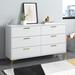 Willa Arlo™ Interiors Pershore White & Gold 6-Drawer Double Dresser Wood in Brown/White | 34.75 H x 59 W x 16.25 D in | Wayfair