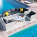 Latitude Run® Cessnock Harvey-John 9 Piece Sofa Seating Group w/ Cushions Synthetic Wicker/All - Weather Wicker/Wicker/Rattan in White | Outdoor Furniture | Wayfair