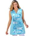 Plus Size Women's Sleeveless Notch-Neck Tunic by Woman Within in Azure Stencil Bandana (Size 18/20)