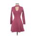 Hollister Casual Dress - A-Line Mock Long sleeves: Pink Print Dresses - Women's Size Small