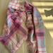 Coach Accessories | Coach Wool Scarf, Stripe Plaid Hyacinth Ladies Scarf, New, $175 | Color: Gray/Pink | Size: Os