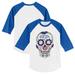 Toddler Tiny Turnip White/Royal Toronto Blue Jays Sugar Skull 3/4-Sleeve Raglan T-Shirt