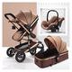 Baby Stroller,Pram Carriage Stroller,Foldable High Landscape Infant Carriage Newborn Pushchair with Adjustable Backrest & Canopy,5-Point Safety Harness,Storage Basket (Color : Gold)