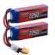 SUNPADOW 11.1V 3S RC Lipo Battery 40C 2250mAh with XT60 Connector Rechargeable for RC Airplane Quadcopter Helicopter Drone FPV Racing Hobby (2 Count)