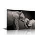 Mother Elephant and Baby Elephant Canvas Wall Art Picture Artwork for Bedroom Wall Decorations For Living Room Animal Pictures Wall Artwork Framed and Ready to Hang Large Size（24x36in