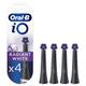 Oral-B iO Radiant White Electric Toothbrush Head, Angled Bristles Deeper Plaque Removal, With Polishing Petals For Teeth Whitening, Pack of 4 Toothbrush Heads, Black