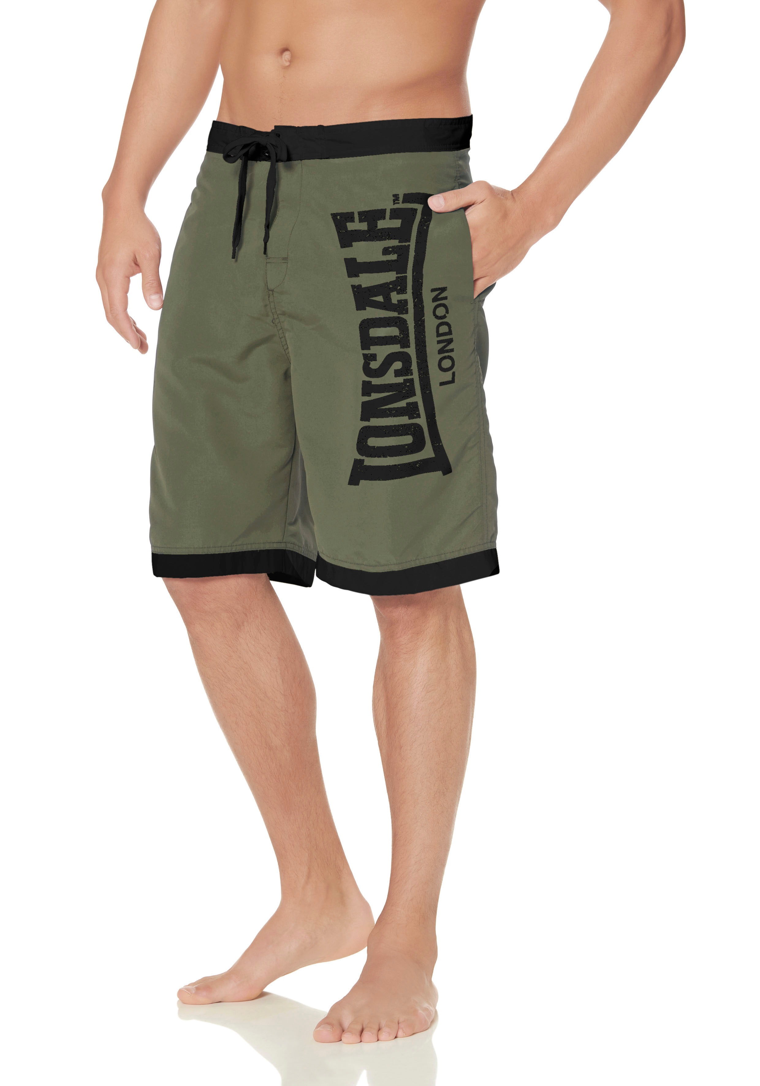 Boardshorts LONSDALE "CLENNELL", Herren, Gr. 3XL, N-Gr, grün (khaki), Obermaterial: 100% Polyester. Futter: 100% Polyester, bequem, Hosen, Badeshorts, Innenhose aus Mesh Image