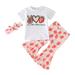 ZHAGHMIN Little Girls 2Pc Outfits Toddler Girls Short Sleeve Strawberry Printed T Shirt Pullover Tops Bell Bottoms Pants Kids Outfits 8 Girls Outfits Blankets Set Outfit Girl Baby Girl Outfits With