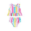 Qtinghua Toddler Baby Girls Swimsuit Swimsuit Two Piece Stripes Tank Tops Shorts Bathing Suit Bikini Set Pink 18-24 Months