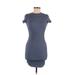 H&M Casual Dress - Bodycon Crew Neck Short sleeves: Blue Print Dresses - Women's Size 6