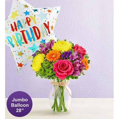 1-800-Flowers Everyday Gift Delivery Fields Of Europe Celebration W/ Jumbo Birthday Balloon Medium