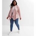 Curves Mid Pink Suedette Waterfall Jacket New Look