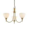 Alton 3 Light Multi Arm Ceiling Pendant Antique Brass, Opal Glass, E14