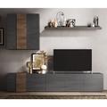 Noa Wooden Living Room Furniture Set In Titan And Mercury