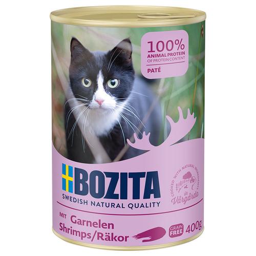 12 x 400 g Garnelen Pate Bozita Katzenfutter nass, 10+2 gratis!