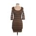 Forever 21 Casual Dress - Mini: Brown Marled Dresses - Women's Size Small